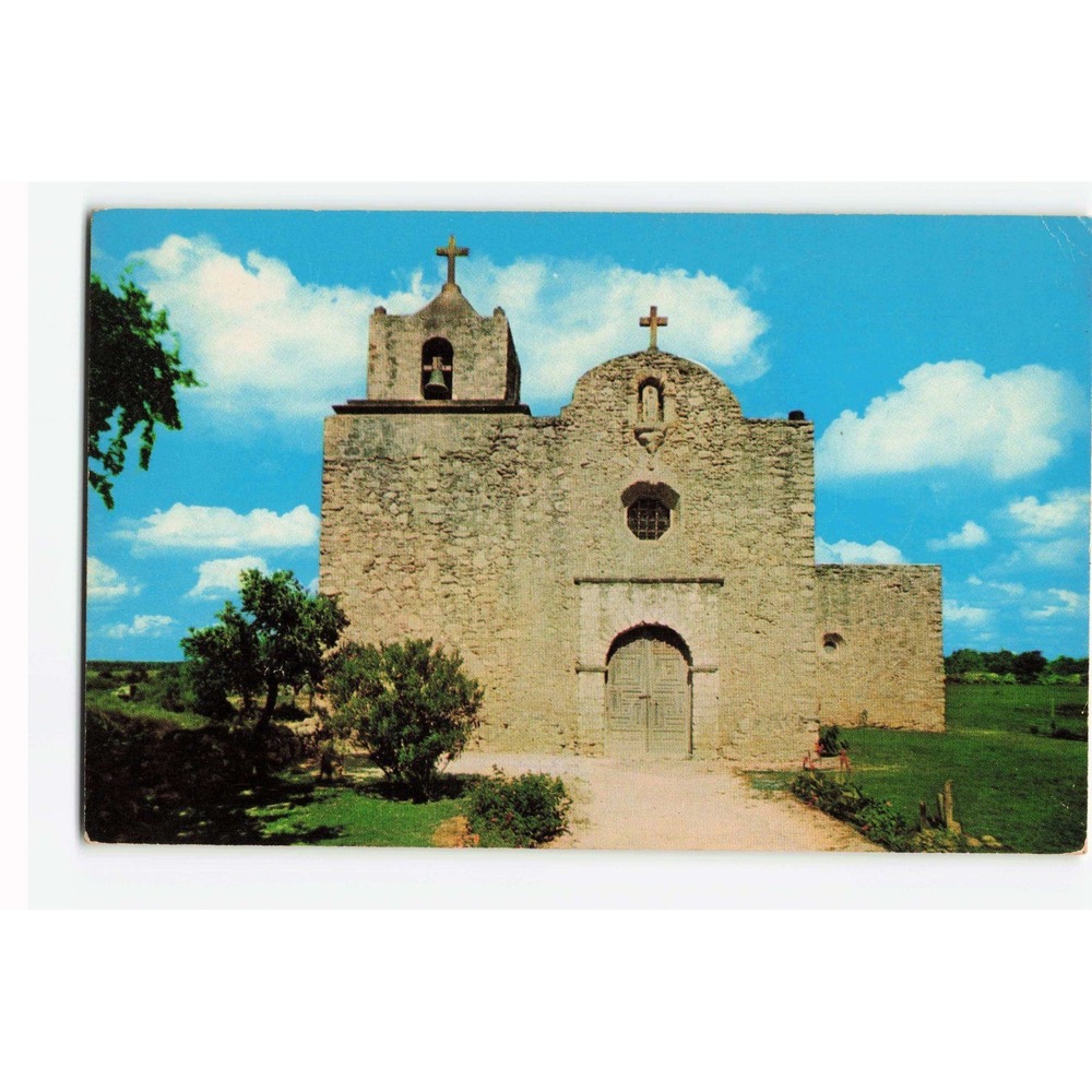 Presidio La Bahia Mission Goliad Texas Vintage Curteichcolor Postcard 8C-K1540